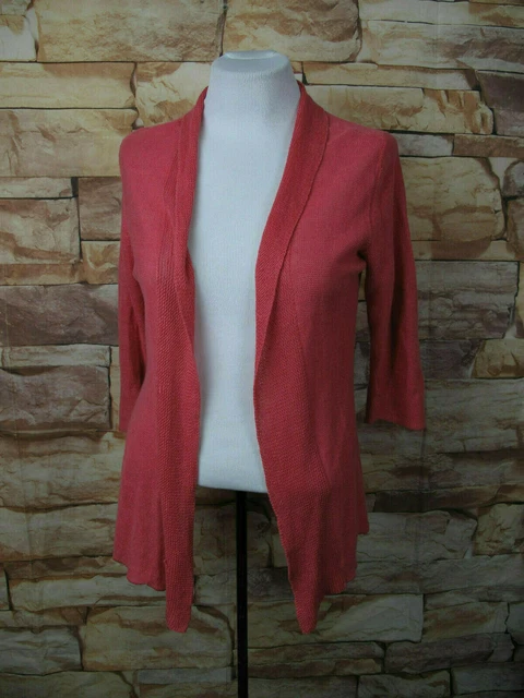 Eileen Fisher Open Front Cardigan Sweater Hemp Knit Size Medium Pink