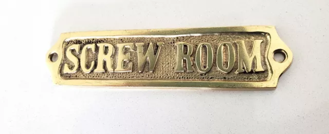 Door Sign "Screw Room" Solid Brass