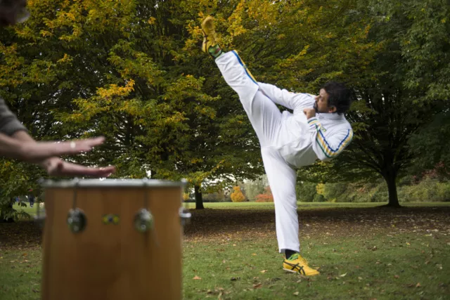 Unisex Weiß Brasilien Capoeira Abada Kampfsport Elastisch Hose 5 Größen