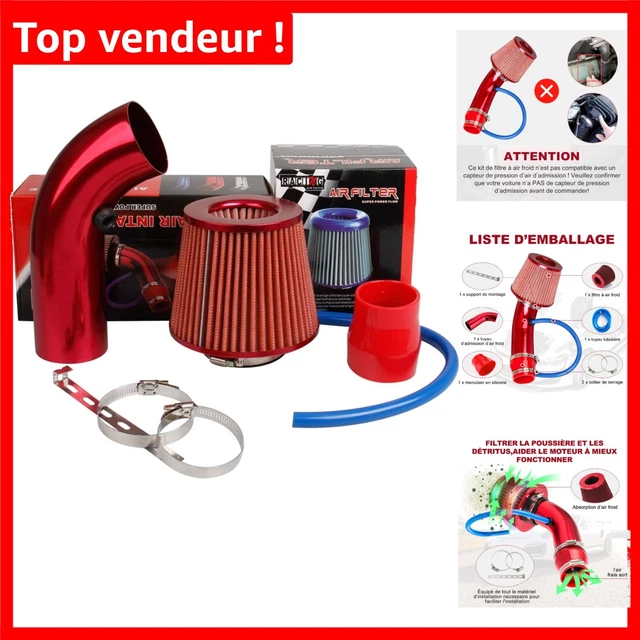Filtre à Air Conique Sport Bleu Universel - 3 Bagues 65/70/76mm, Lavable, Pour Meilleur Débit Et Performances Moteur
