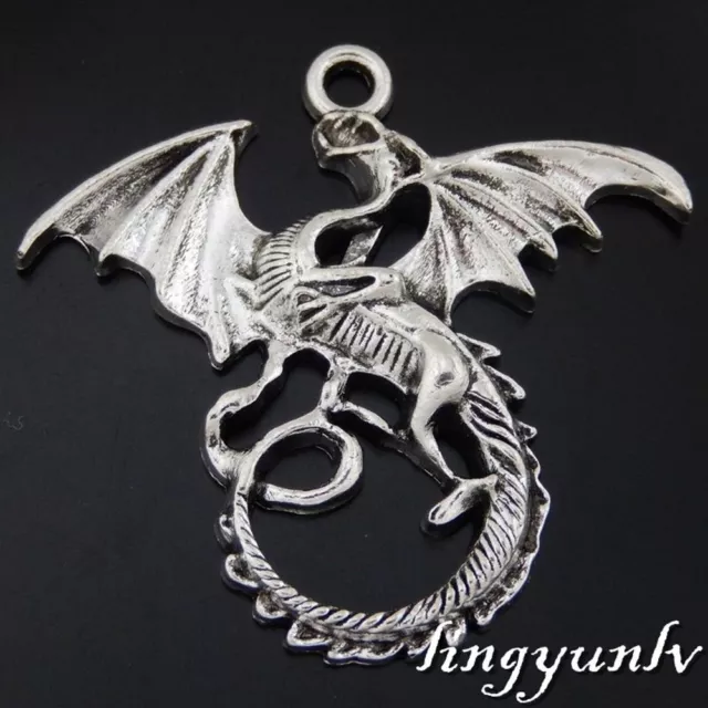 20 Retro Silver Alloy Flying Dragon Charm Winged Pendant Bracelet