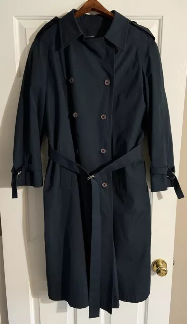 London fog Ladies Double Breasted Belted Trench Coat With Zip out Liner 12P Navy