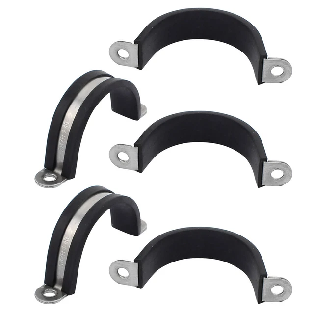 5pcs 40mm Dia bordée Tuyaux en acier inoxydable U serrage tube flexible Agrafes