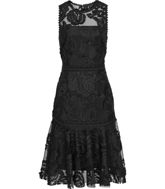 Reiss Adia Black Lace Fit & Flare Dress size 12  RRP  £250