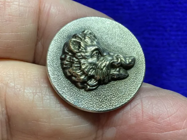 FRENCH HUNT COAT BUTTON ~ EQUIPAGE VAUTRAIT BERTIN ~ BOAR’S HEAD 25mm 1880-1885