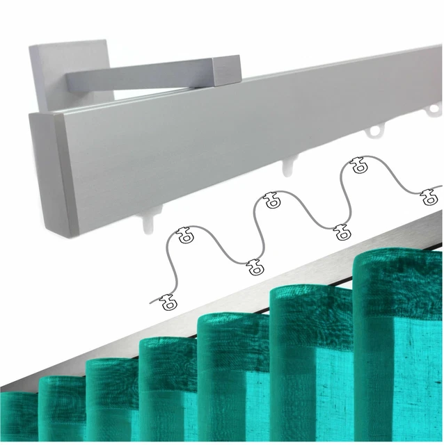 BASTONE TENDA A Onda Acciaio Piatto Supporto Doppio Bastoni Per Tende Soffitto EUR 79,00