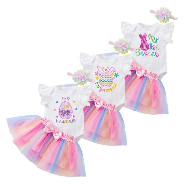 Set abiti per bambine My 1st Easter Romper Cartoni Cartoni Cartoni Cartoni Cartoni Cartolina + Tutù Fascia