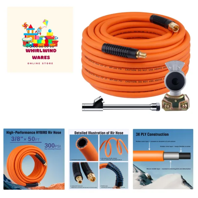 Truck Tire Inflator Kit, 3/8” x 50FT Hybrid Air Hose with 1/4" Chuck and 1/2"...