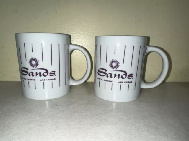 LOT OF 2 SANDS Las Vegas Hotel Casino Coffee Cups Mugs Souvenir Rare Vintage