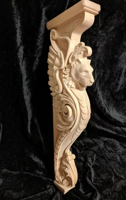 30" Lion Corbel, Wooden Corbel, Rustic Corbel, Fireplace Surround, lion art 3