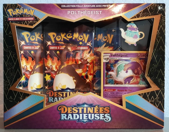 POKEMON COFFRET DESTINÉES Radieuses Polthégeist 3 booster avec Pin's