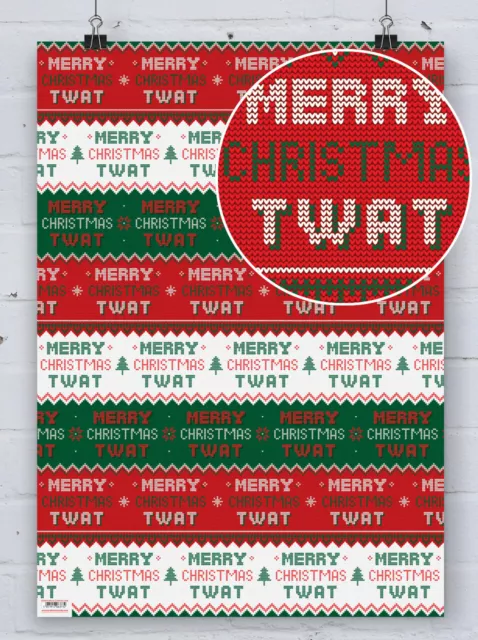 Merry Christmas Wrapping Paper Gift Wrap Funny RUDE Hilarious Cheeky Xmas