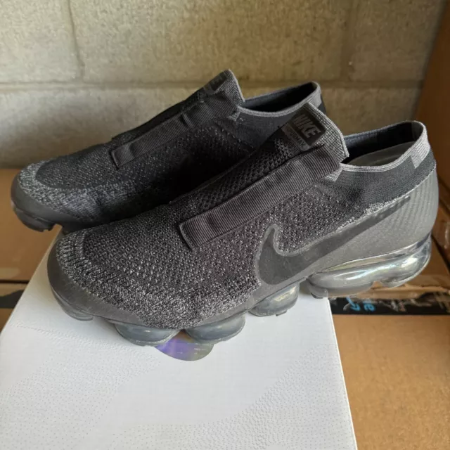 Nike Air Vapormax Flyknit Laceless SE Triple Black Grey Mens Sz 10.5 AQ0581-001