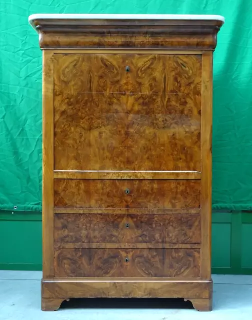 Secretaire Luigi Filippo 1850 in radica di noce francese