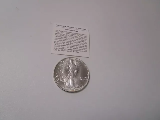 USA 999er Silbermünze ( 1 Oz) One Dollar von 1987 Silver Eagle