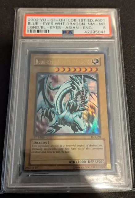 yugioh blue Eyes White Dragon 1.Edition LOB-001 PSA8