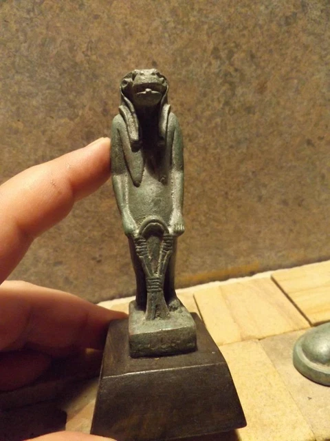 Egyptian statue Taweret - Hippopotamus.Protector Goddess of childbirth + amulet. 3