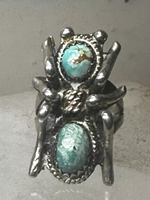 Navajo ant ring turquoise bug insect size 4.2  leaves band sterling silver women
