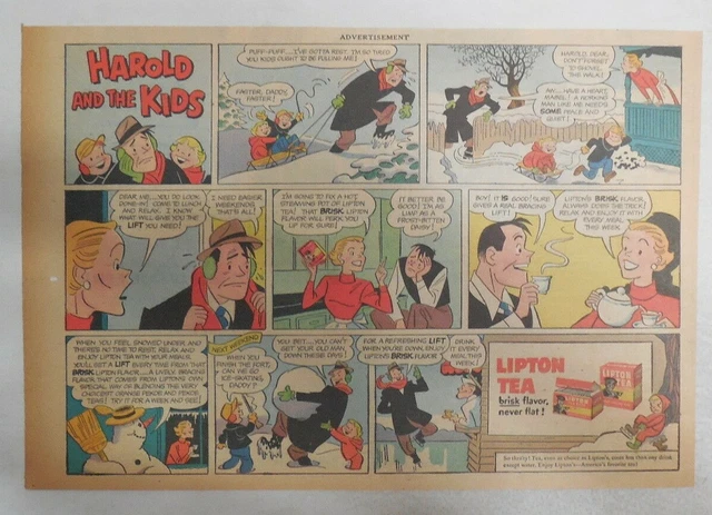 Lipton Tea Ad: "Harold and the Kids !" 1930's-1950's Size: 7.5 x 10 inches