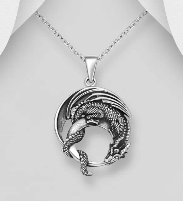 Dragon Pendant Oxidized 925 Sterling Silver Unleash The Mythical Captivating