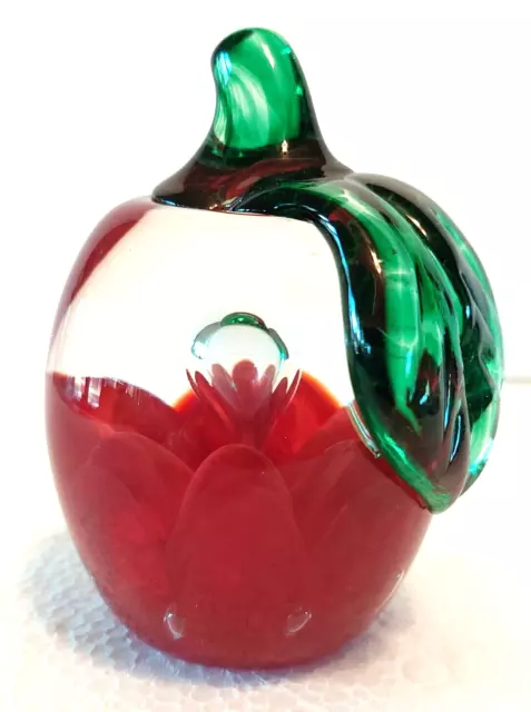 Apple Controlld Bubbles~Joe Rice~1991~Paperweight~Art Glass~GREAT Teacher Gift