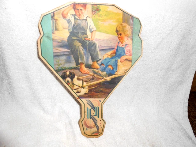 Vtg  Advertising Cardboard Fan Dog Children Precious 1950
