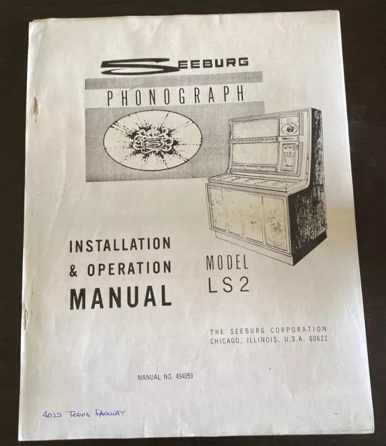 Seeburg Phonograph Jukebox LS2 Installation And Operation Manual Vintage