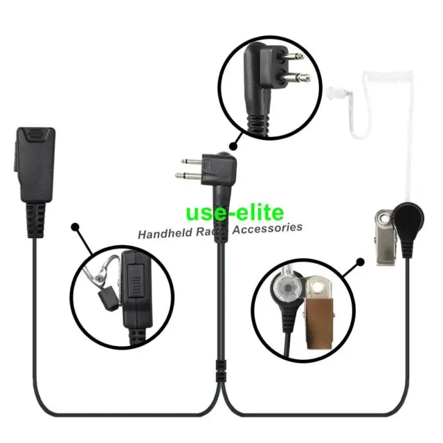 Acoustic Tube Earpiece Headset Mic Surveillance for 2 Pin two-way Radio
