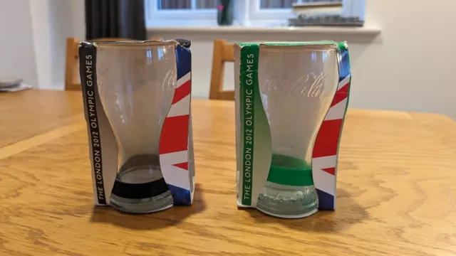 2 London 2012 Olympics Coca-Cola Glasses With Band