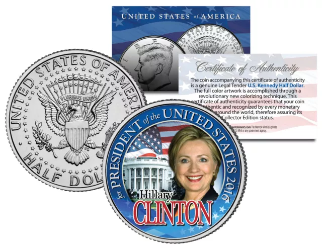 HILLARY CLINTON FOR PRESIDENT US 2016 Campaign JFK Half Dollar Coin WHITE HOUSE