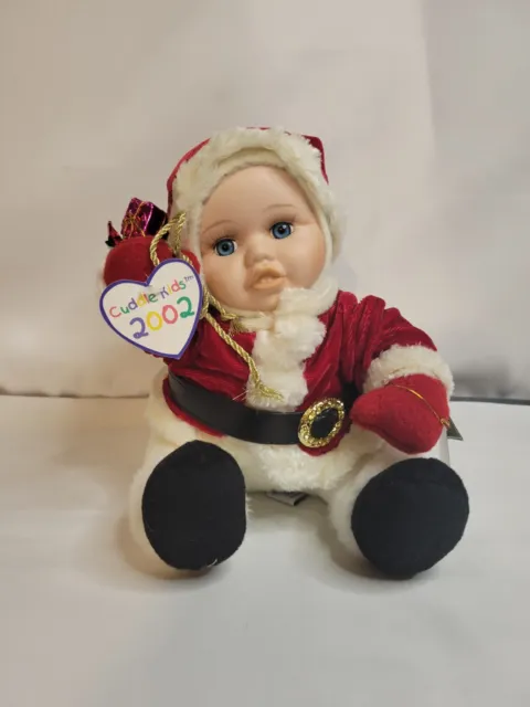 2001 Geppeddo Cuddle Kids Christmas Stanley Santa Porcelain Face Doll With Box