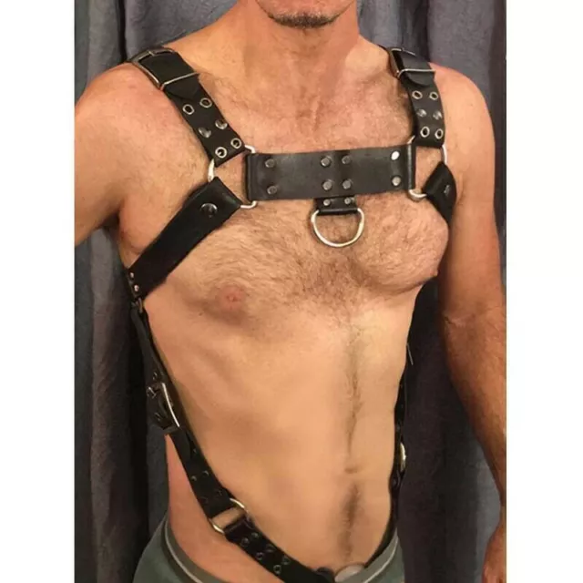 Cintura Uomo In Pelle Bondage Imbracatura Gotica Bdsm Fibbie Costume Sospensioni Cinture 3