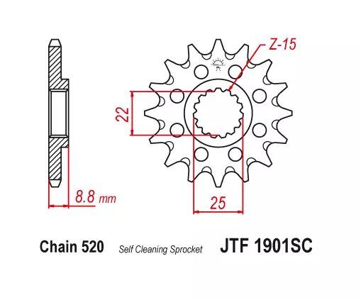 JT Front Sprocket 14 14T Tooth KTM BETA Gas Gas Husqvarna Self Cleaning