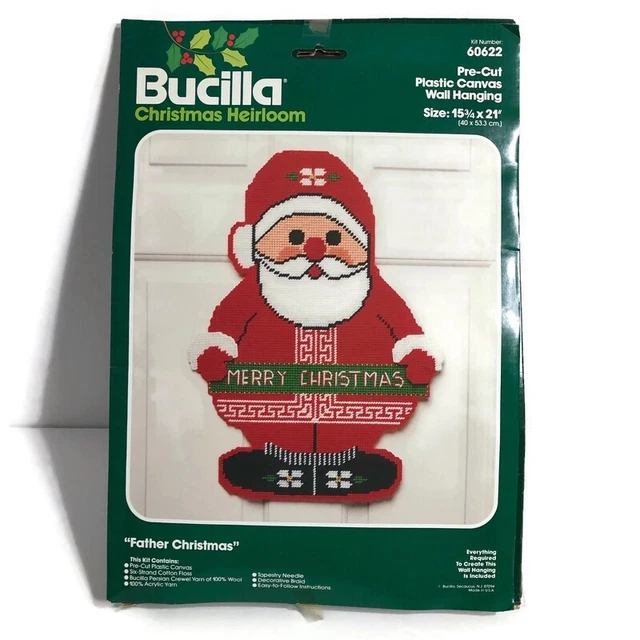NUEVO Bucilla Papá Noel Herida de Plástico Lona Colgante de Pared 60622 Santa