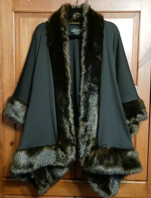 Donna Salyers® Fabulous Fur Russian Sable Fur Trimmed Shawl Pre-Owned