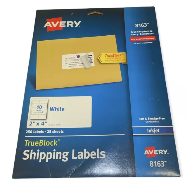 Avery Shipping Labels with Trueblock Technology 2"x4", 100 Labels / 10 Sheets