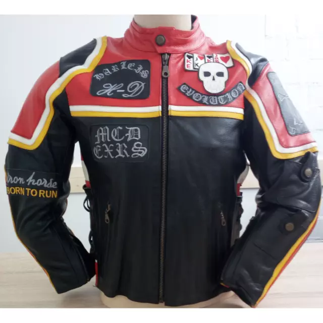 Lederjacke Mickey Rouke rot / schwarz Motorradjacke Retro Nappa