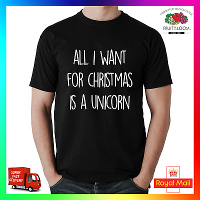 Voglio Per NATALE è un unicorno T-Shirt Tee T-Shirt Divertente Natale Unisex Cool