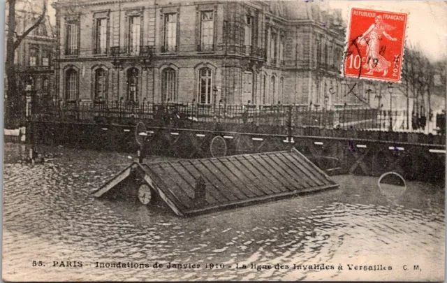 *48419 cpa Paris - inondations 1910 - la Ligne des Invalides à Versailles