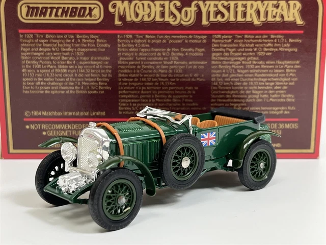MATCHBOX YESTERYEAR - BENTLEY 4,5 LITRE 1929 LE MANS - LESNEY ENGLAND