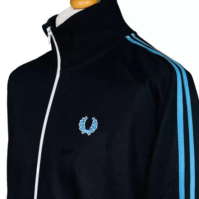 FRED PERRY TRACK Top Jacket - Black/ Azure - XL/2XL - Scooter Mod 60s ...