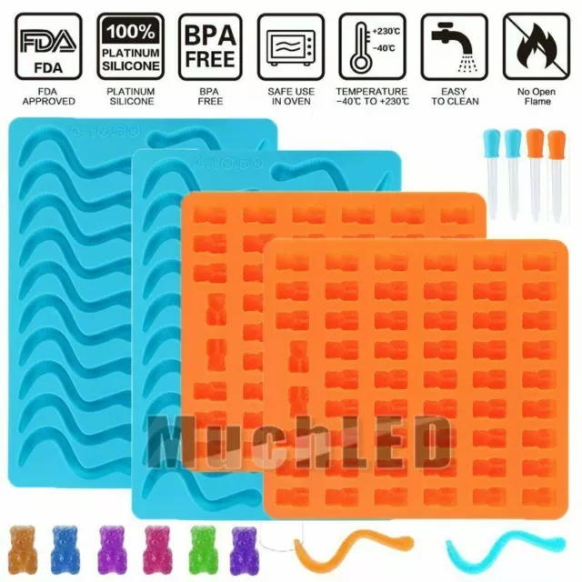 4x Silicone Gummy Chocolate Maker Molds Candy Bear Pot Mold Ice Cube Tray Craft