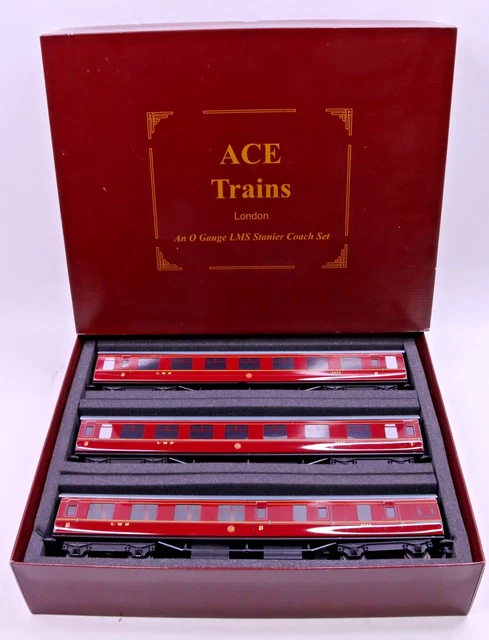 ACE TRAINS O Gauge coarse scale coach set of 3 LMS Stainer coaches ...