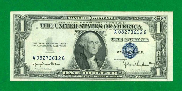 $1 1935-D 1 A/G Block Blue Seal Silver Certificate Circ. Narrow