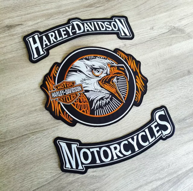 Écusson grand Harley Davidson aigle royal - Noir et orange - Thermocollant  Vente en ligne Couleur Orange