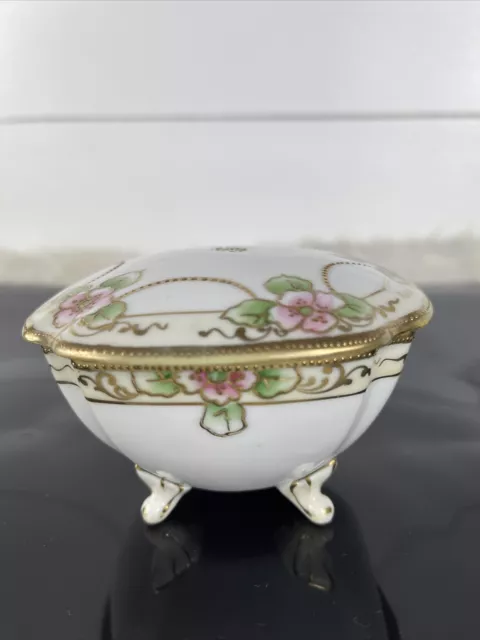 Beautiful Nippon Hand Painted Japanese Porcelain Hair Receiver/Trinket Dish