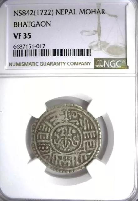 1722 Nepal Bhatgaon Mohar Ns842 Ngc-Vf 35