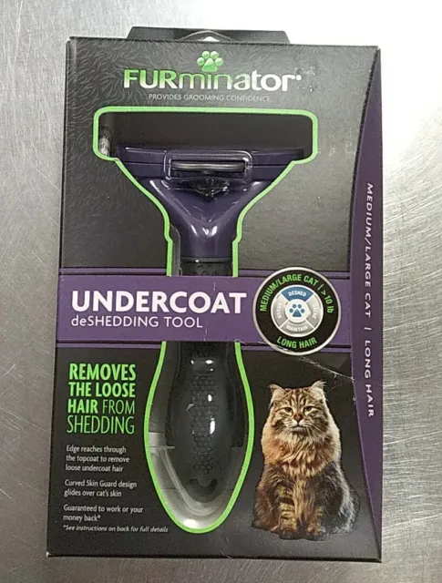 NEW FURminator Long Hair Deshedding Tool Brush Comb for Cats - Purple, Large