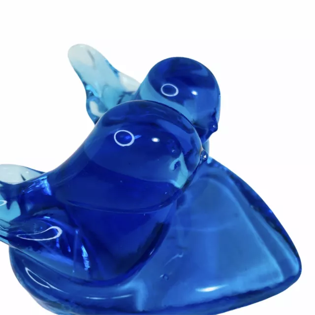 Vintage Leo Ward 1991 Blue Bird of Happiness Double Heart Signed  Terra Studios