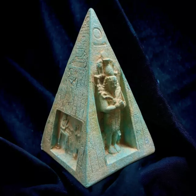 Ancient Egyptian Antiquities Rare Statue Pyramid Horus & Osiris Hieroglyphic BC